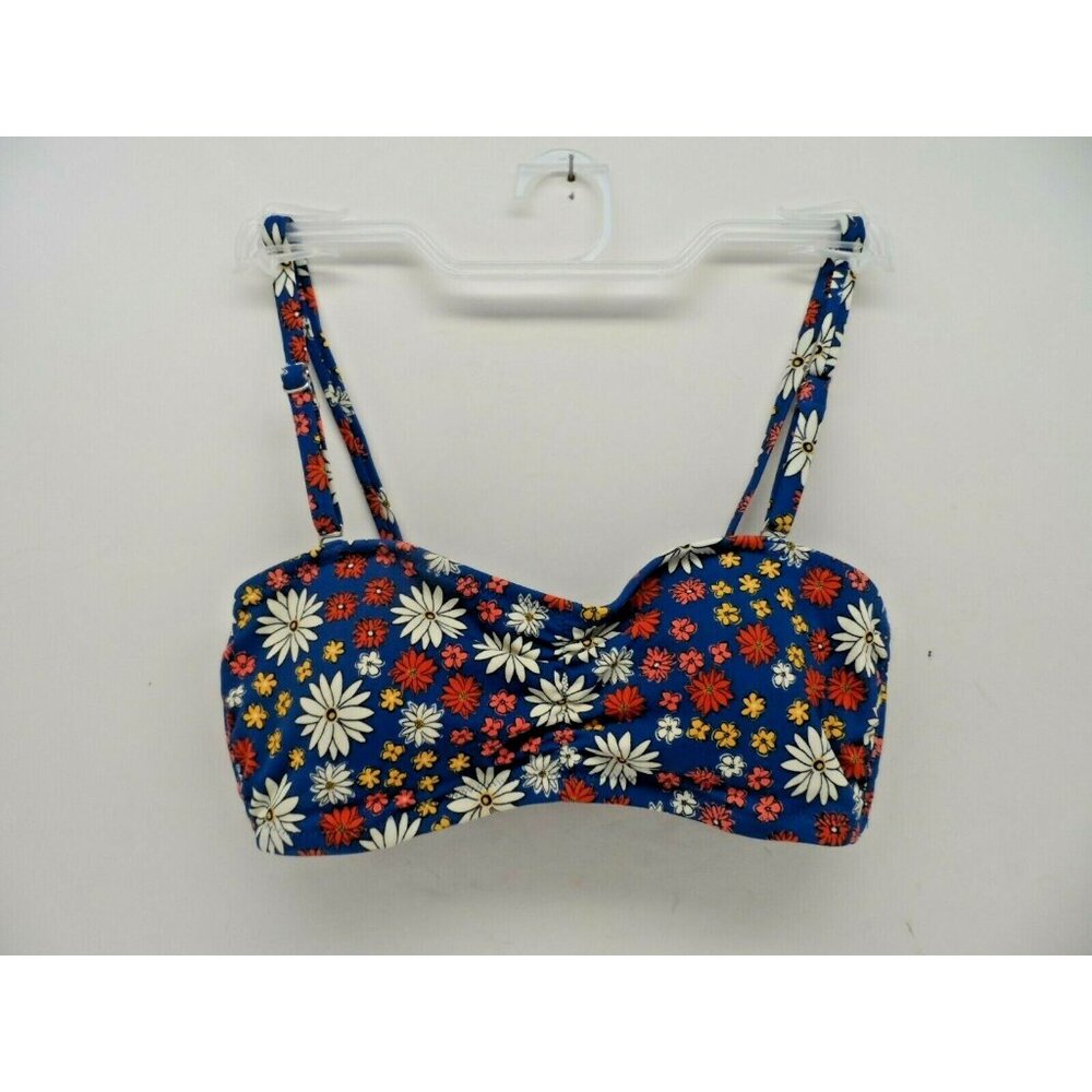 Adore Me Women's Bikini Top Wireless Strap 10197 Blue Flowers Size Large - Picture 1 of 3